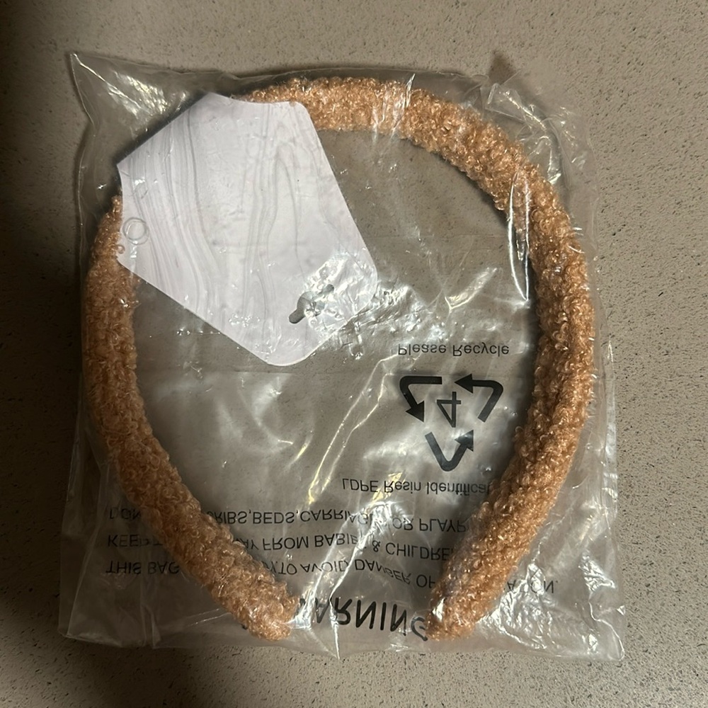NEW tan natural neutral fuzzy headband